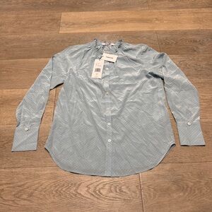 Thakoon Silk Smocked Neck Buttondown Top Size Medium NWT